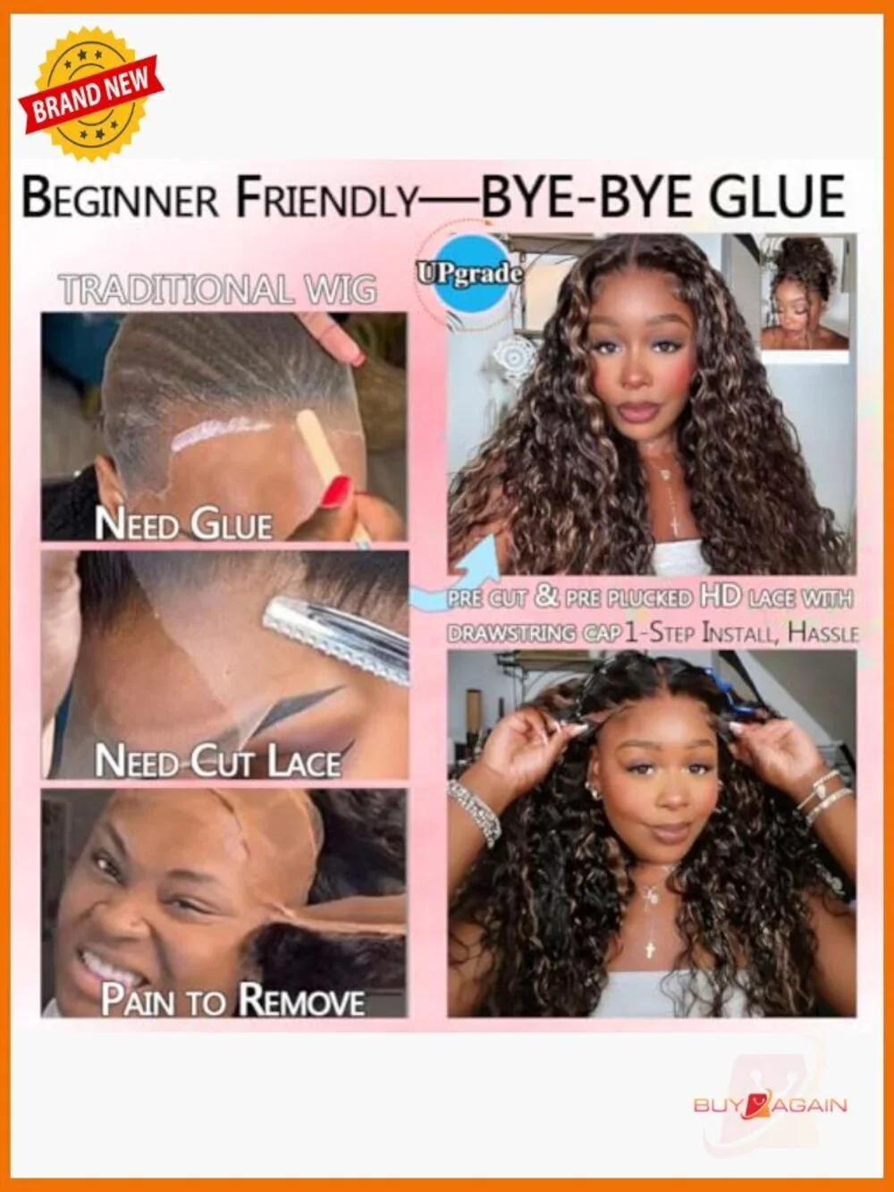 Deep Wave Glueless Wig Human Hair HD Lace Pre Plucked 210% Density Wear and Go